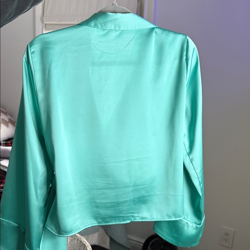 Zara Women's Teal Wrap Blouse - Picture 3 of 7
